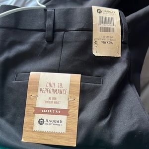 Haggar clothing black dress pants size 38Wx30L. Never worn with tags.